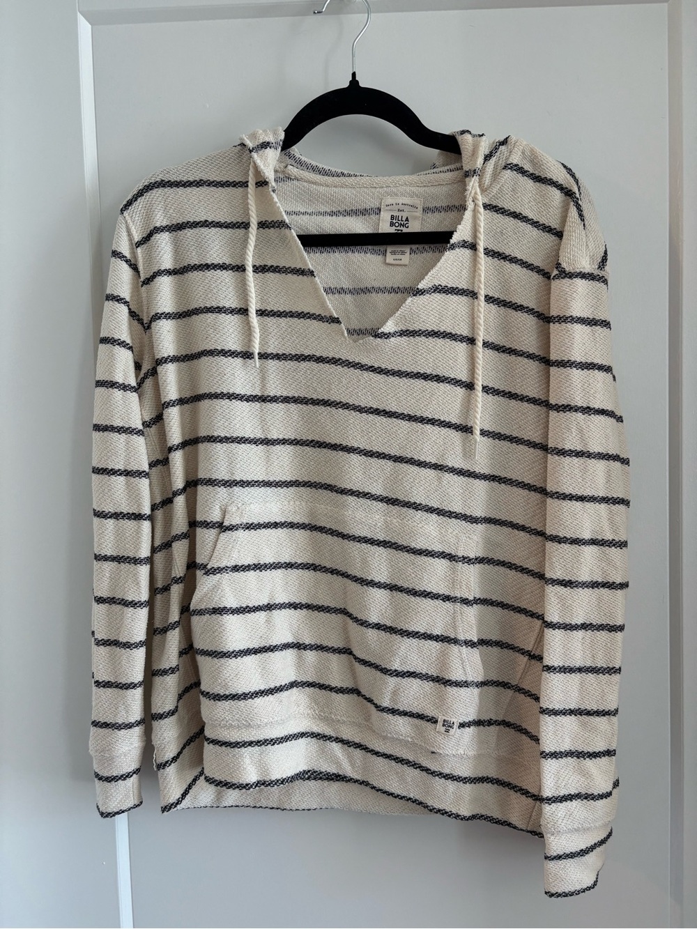 Billabong Cream and Black Striped Knit Hoodie